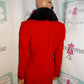Vintage Richard Elas REd Wool Blazer with Black Fox Collar Size M