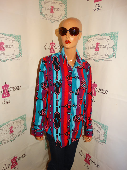 Vintage Wrangler Coloful Blouse Size L