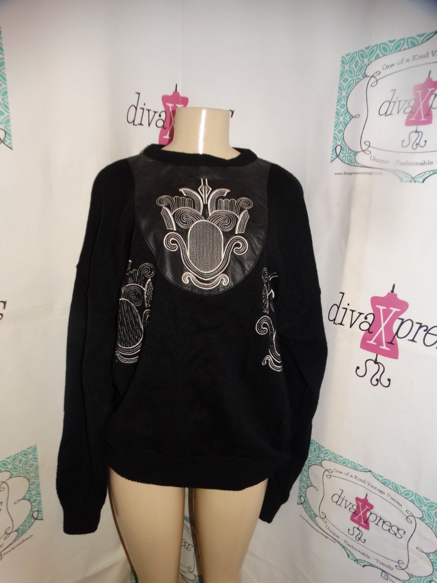 Vintage MArk Elliot Leather PATch Sweater Size 2x