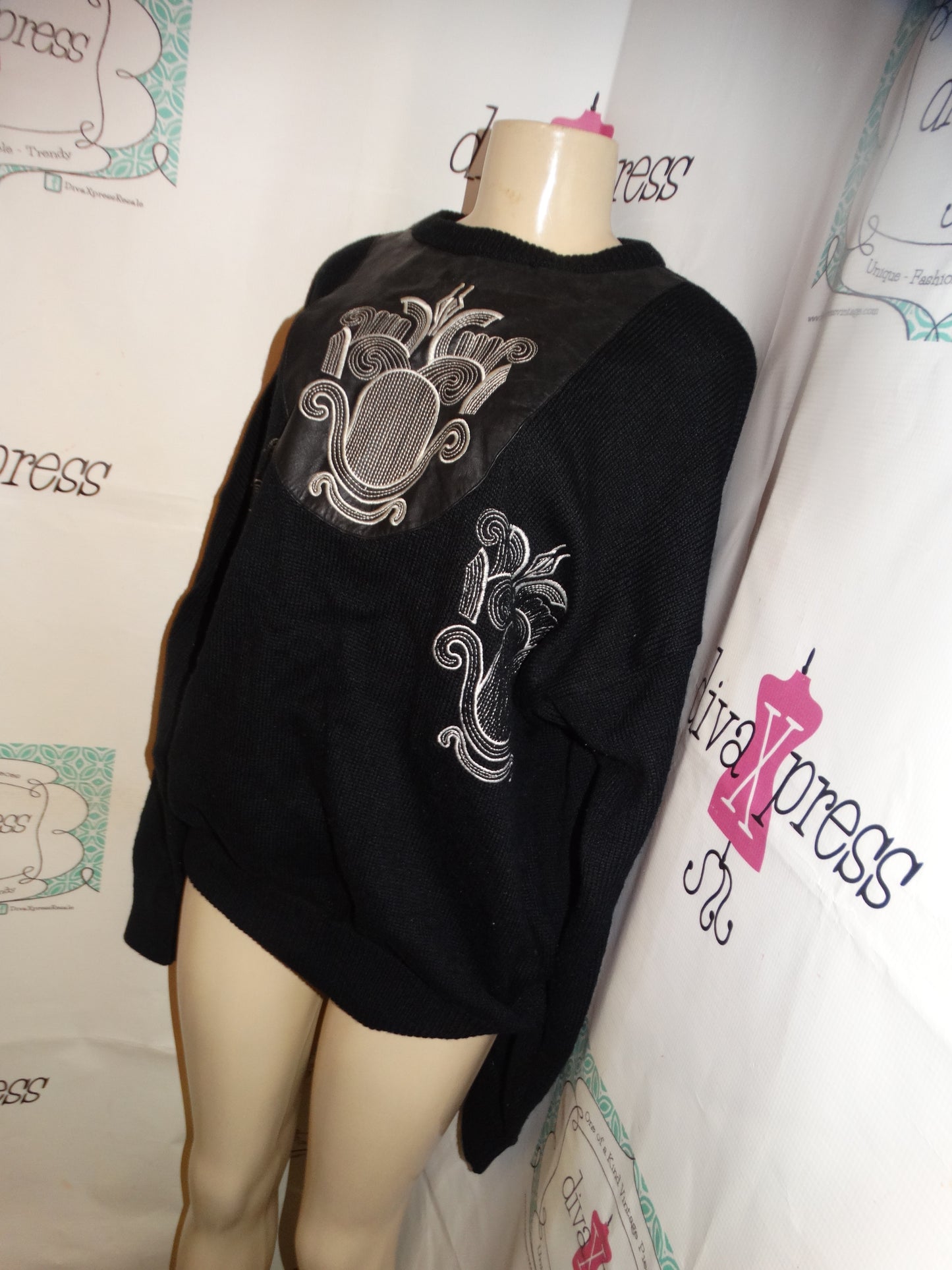 Vintage MArk Elliot Leather PATch Sweater Size 2x