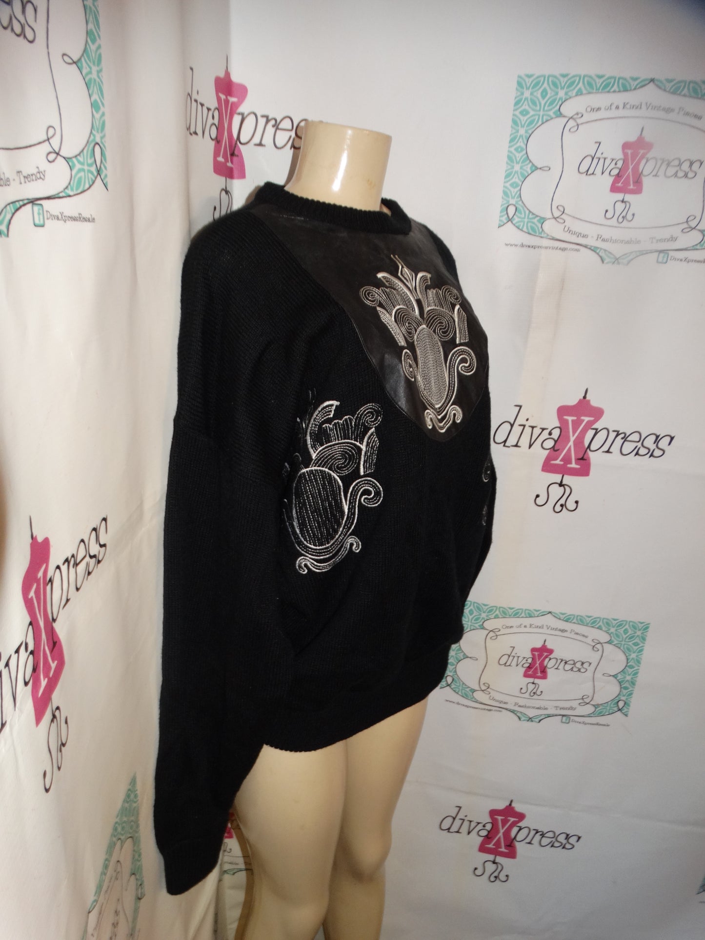 Vintage MArk Elliot Leather PATch Sweater Size 2x