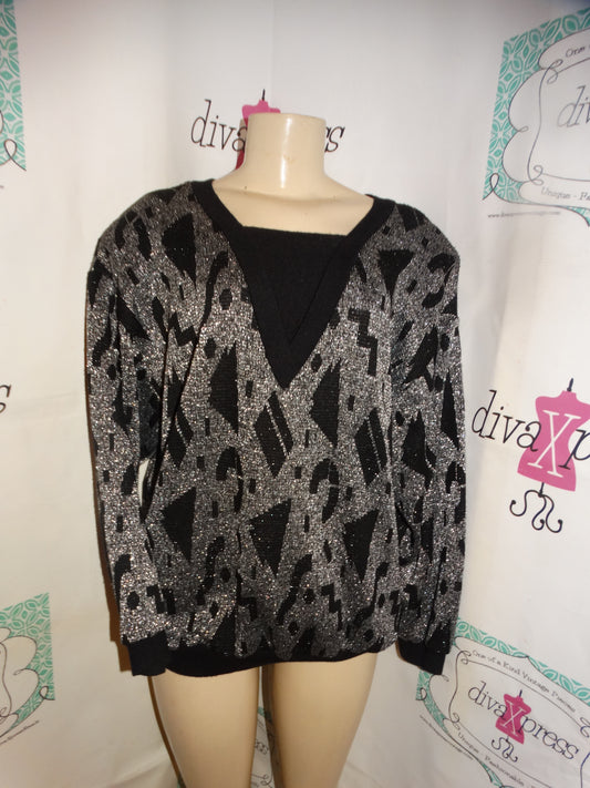 Vintage Silver and Black Sweater Size L