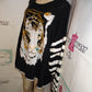 Vintage Sandy Jo Black Tiger White Sequins Sweater Size 3x
