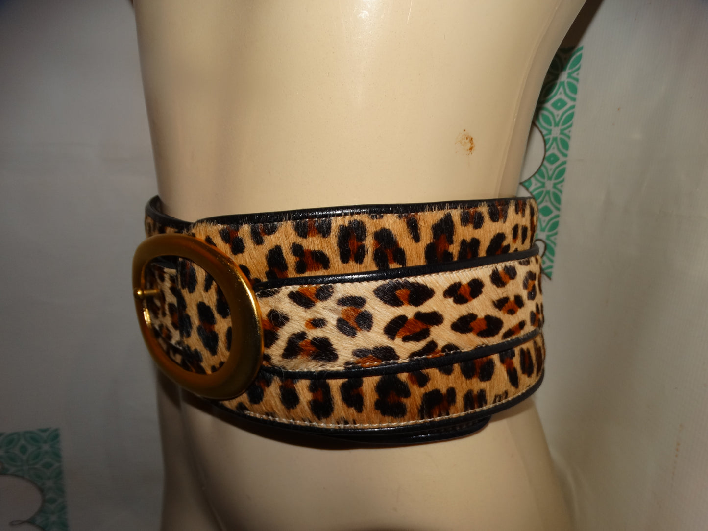 Vintage Leather lock Cheeth Hair Belt Size S