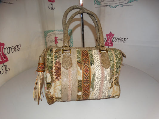 Vintage Tan Floral Speedy Style Purse Size L