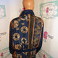 Vintage Studio Ray Blue/Tan Silk Bomber Jacket Size L