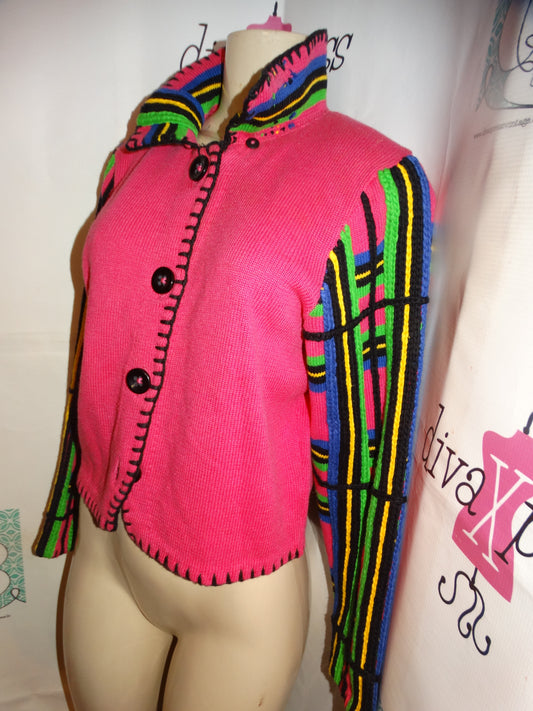 Vintage Michael Simon Pink Colorful Sweater Size M