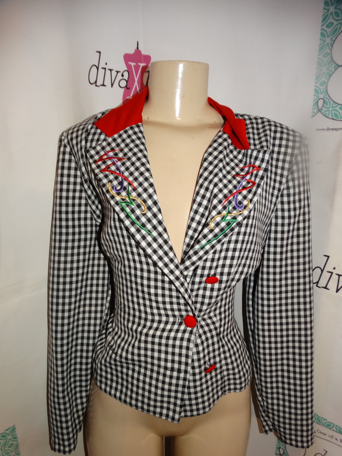 Vintage Sabino Black/Whte Red Blazer M