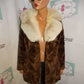 Vintage Jones Fur Brown Fur Fox collar Coat Size L