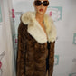 Vintage Jones Fur Brown Fur Fox collar Coat Size L