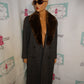 Vintage JG Hook Gray Brown Faux Fur Collar Wool Coat Size L