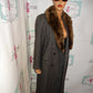Vintage JG Hook Gray Brown Faux Fur Collar Wool Coat Size L