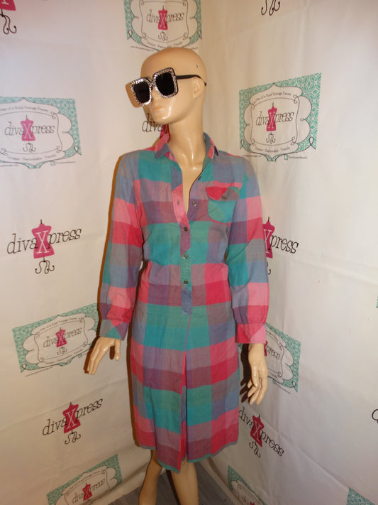 Vintage Matti Sport Pink Plaid Dress Size M