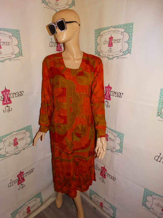 Vintage Orange/Gold Dress Size M