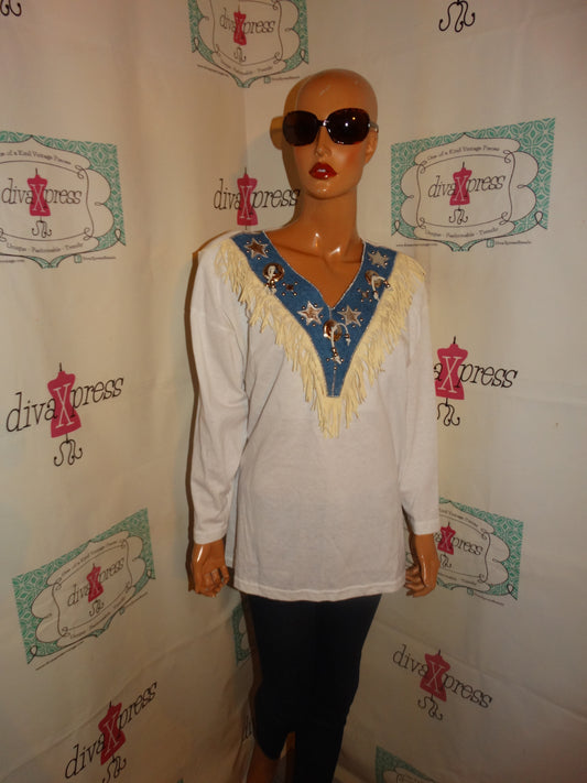 Vintage White Shingle Cream Blouse Size 2x