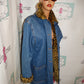 Vintage LEw Magram Blue JEan LEopard FAux Fur Lined  Coat Size 1x