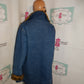 Vintage LEw Magram Blue JEan LEopard FAux Fur Lined  Coat Size 1x