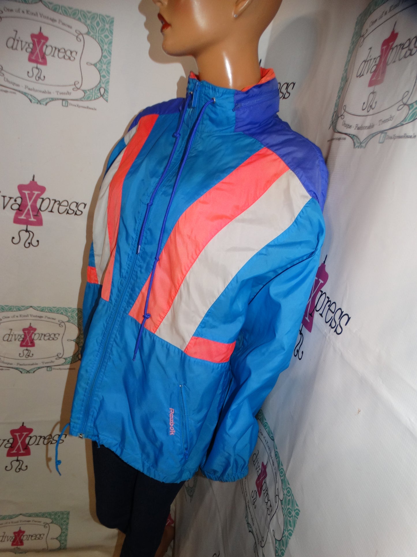 Vintage ReeBok Blue Pink/White Jacket Size L