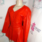Vintage Keyzia Red Leather Peplum Top Size M
