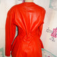 Vintage Keyzia Red Leather Peplum Top Size M