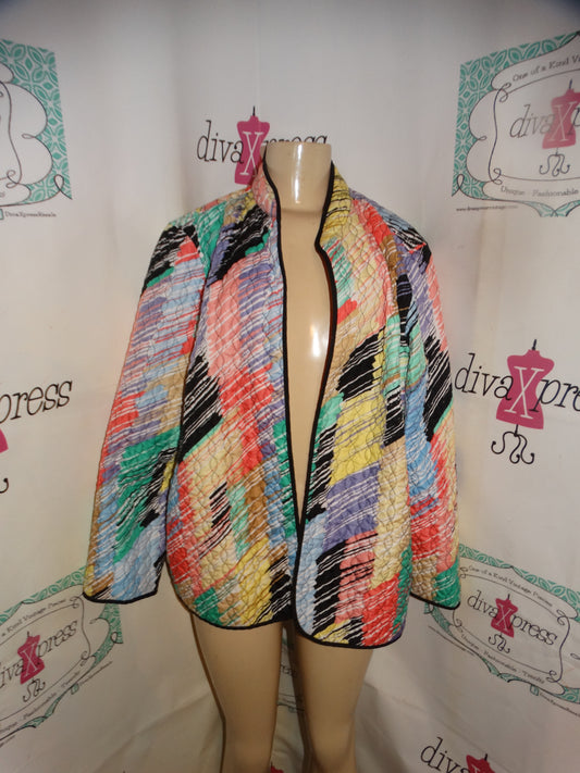 Vintage White Colorful Jacket Size L