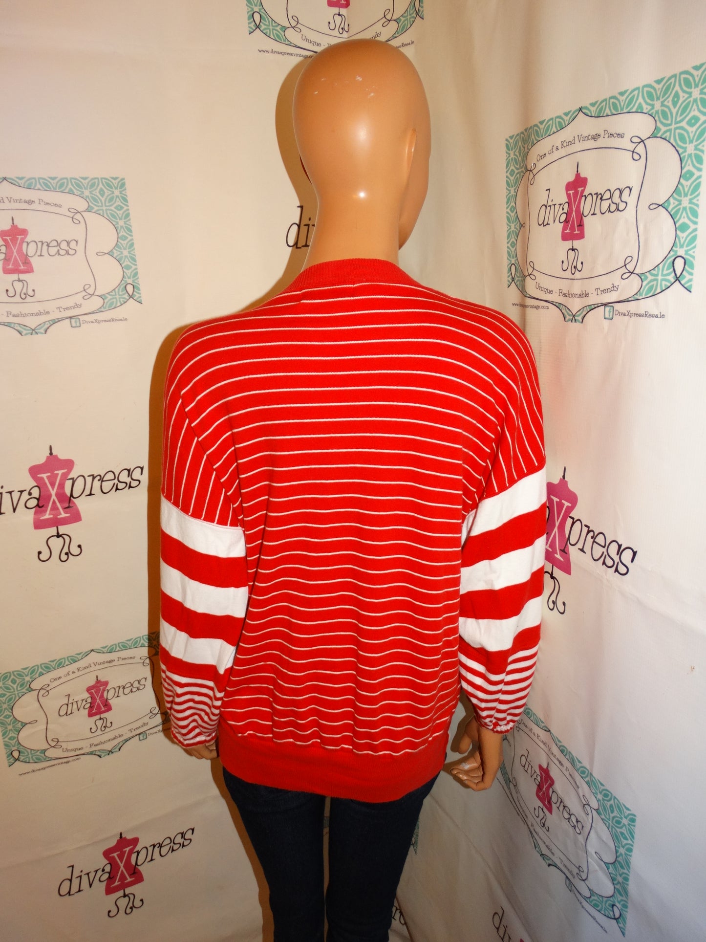 Vintage Tony Lambert Red/White Stripe Cardigan Size M