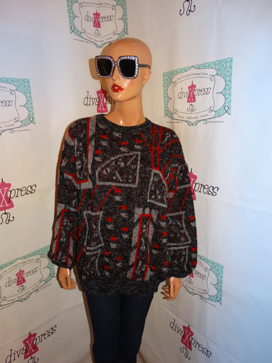 Vintage Pensiero  Gray/Black Red Sweater Size L-XL