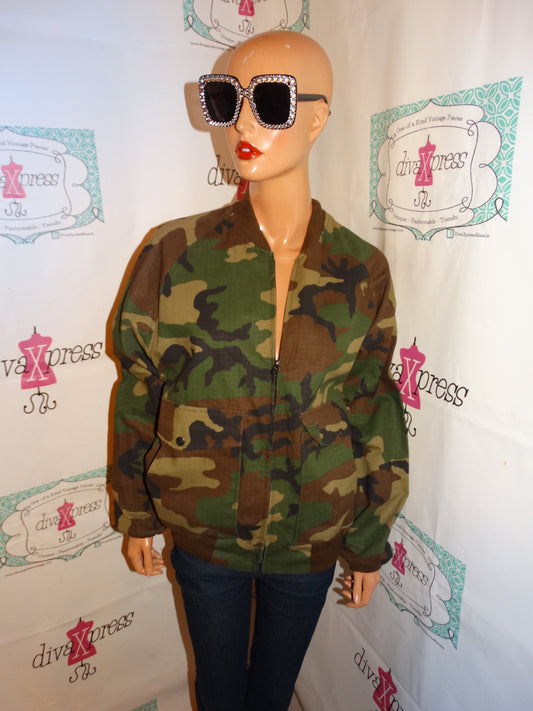 Vintage Sports Afied Army Fatigue Bomber Jacket Size M