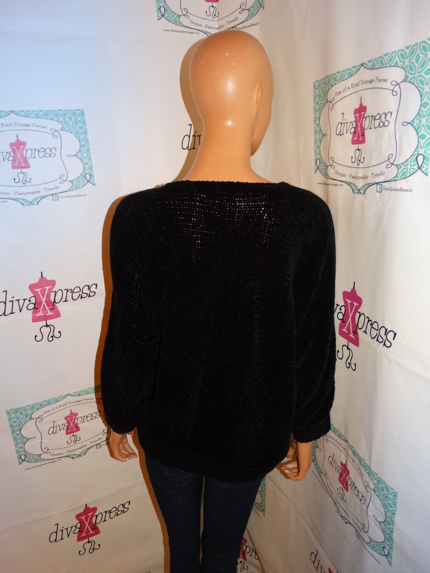 Vintage Jenny Lake Black Colorful Sweater Size XL