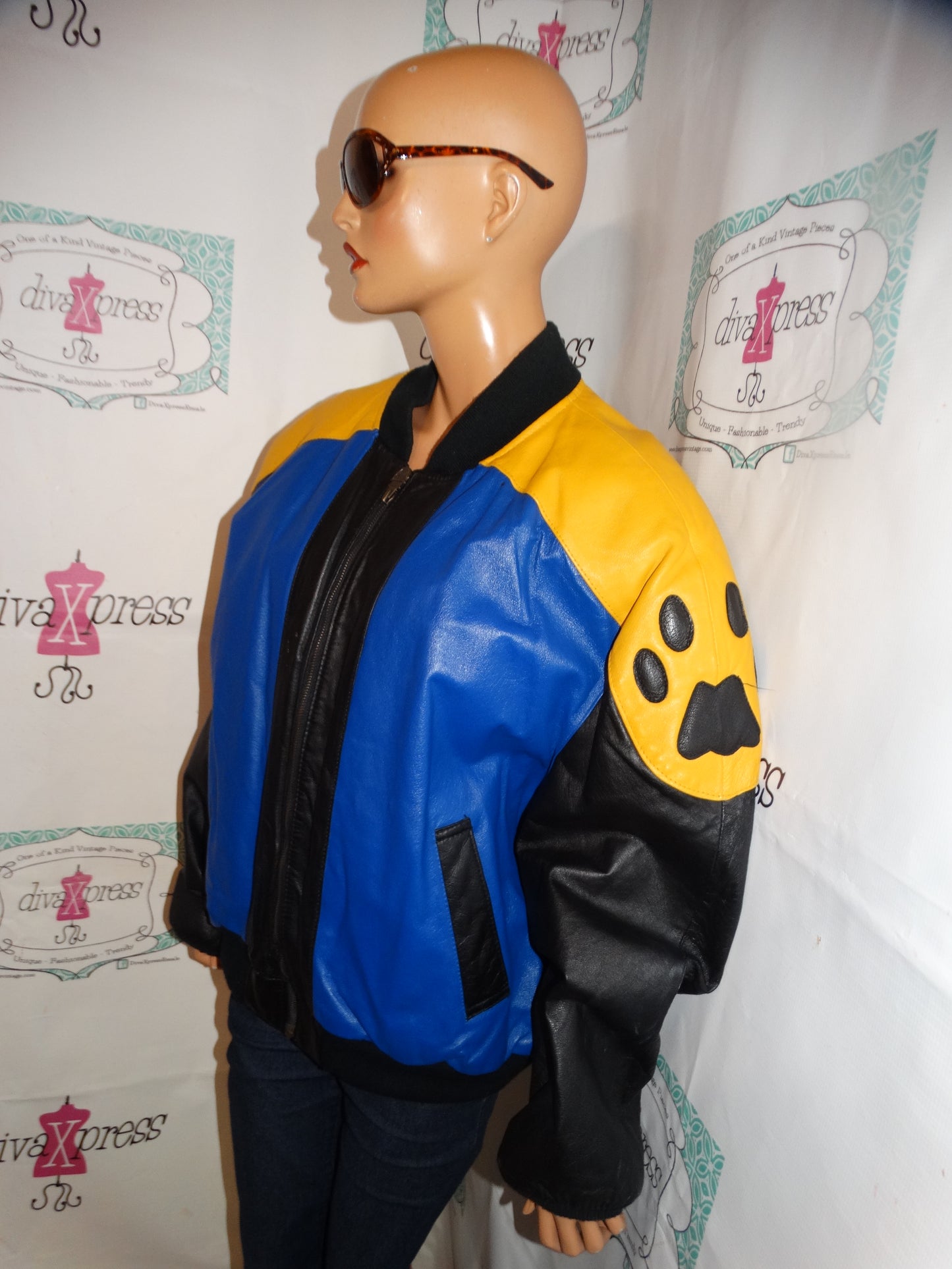 Vintage Michael Hoban Royal Blue Tiger Face Coat Size 1x