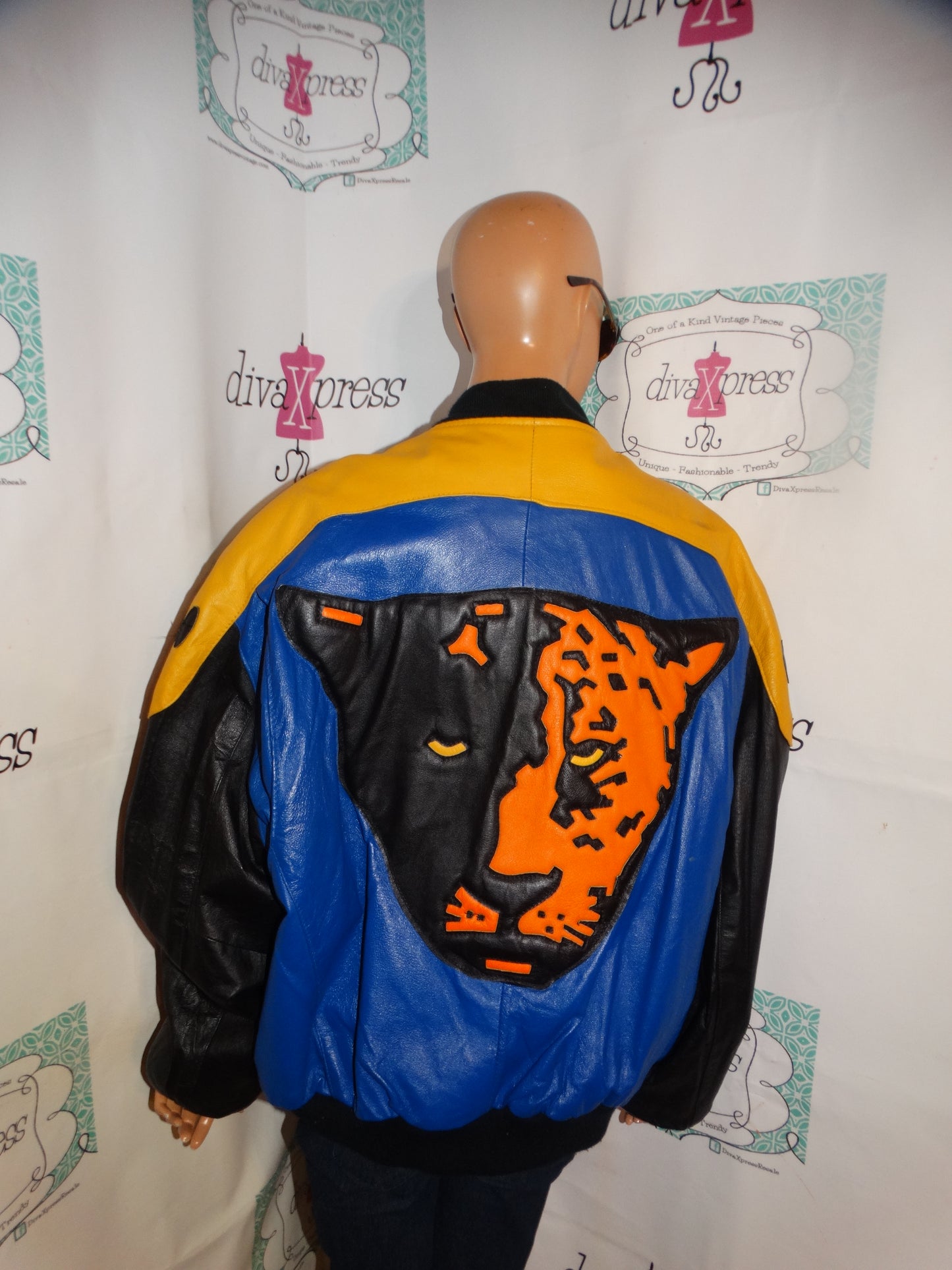 Vintage Michael Hoban Royal Blue Tiger Face Coat Size 1x