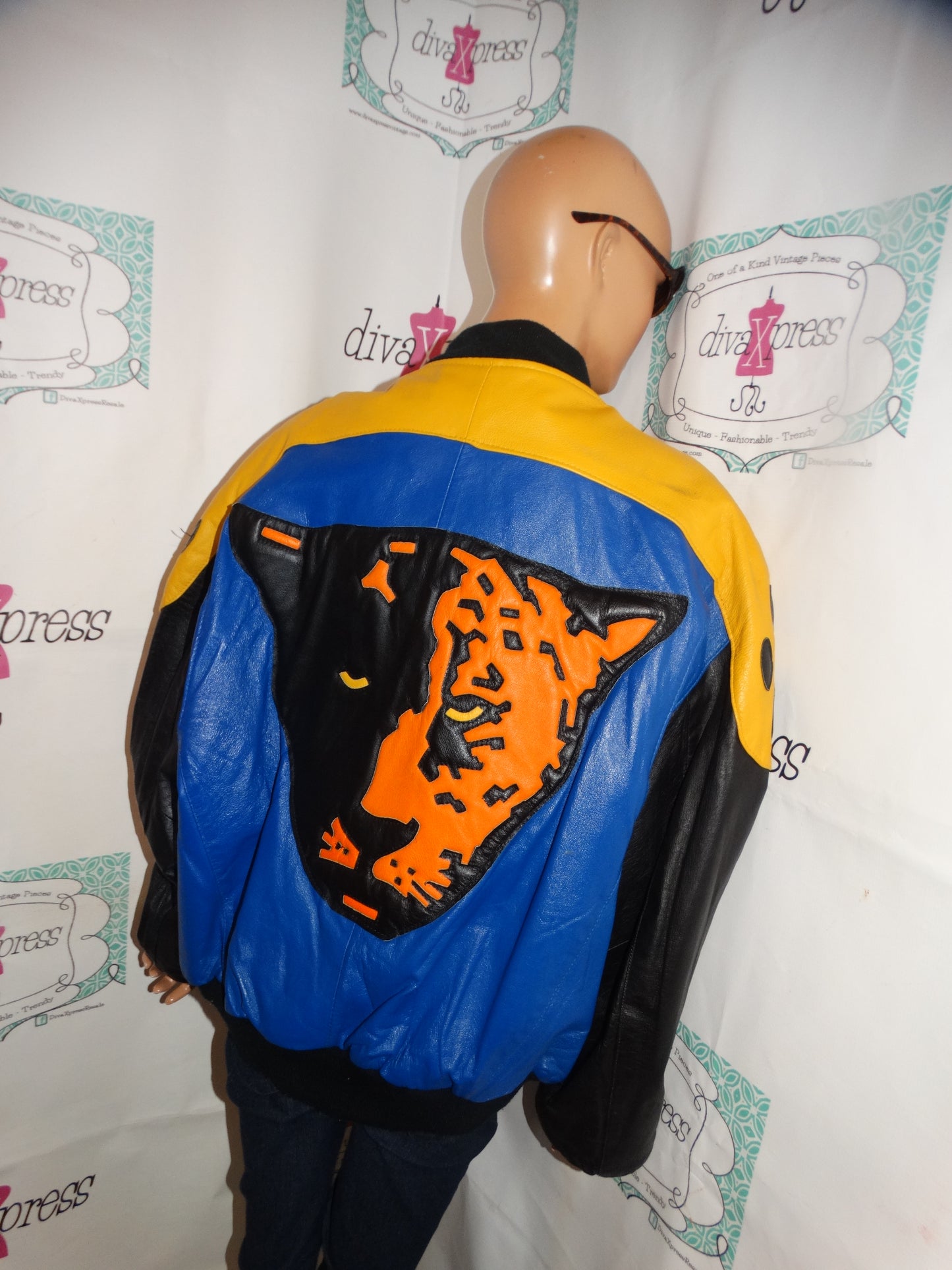 Vintage Michael Hoban Royal Blue Tiger Face Coat Size 1x