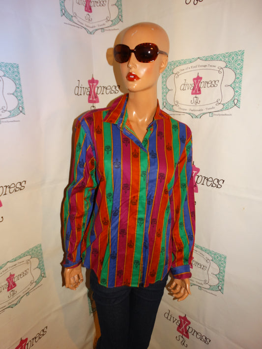 Vintage John Henrty Colorful Blouse Size L