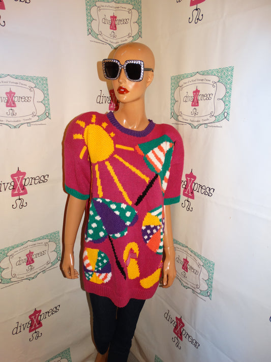 Vintage Marissa Christina Pink Colorful Sweater Size 1x