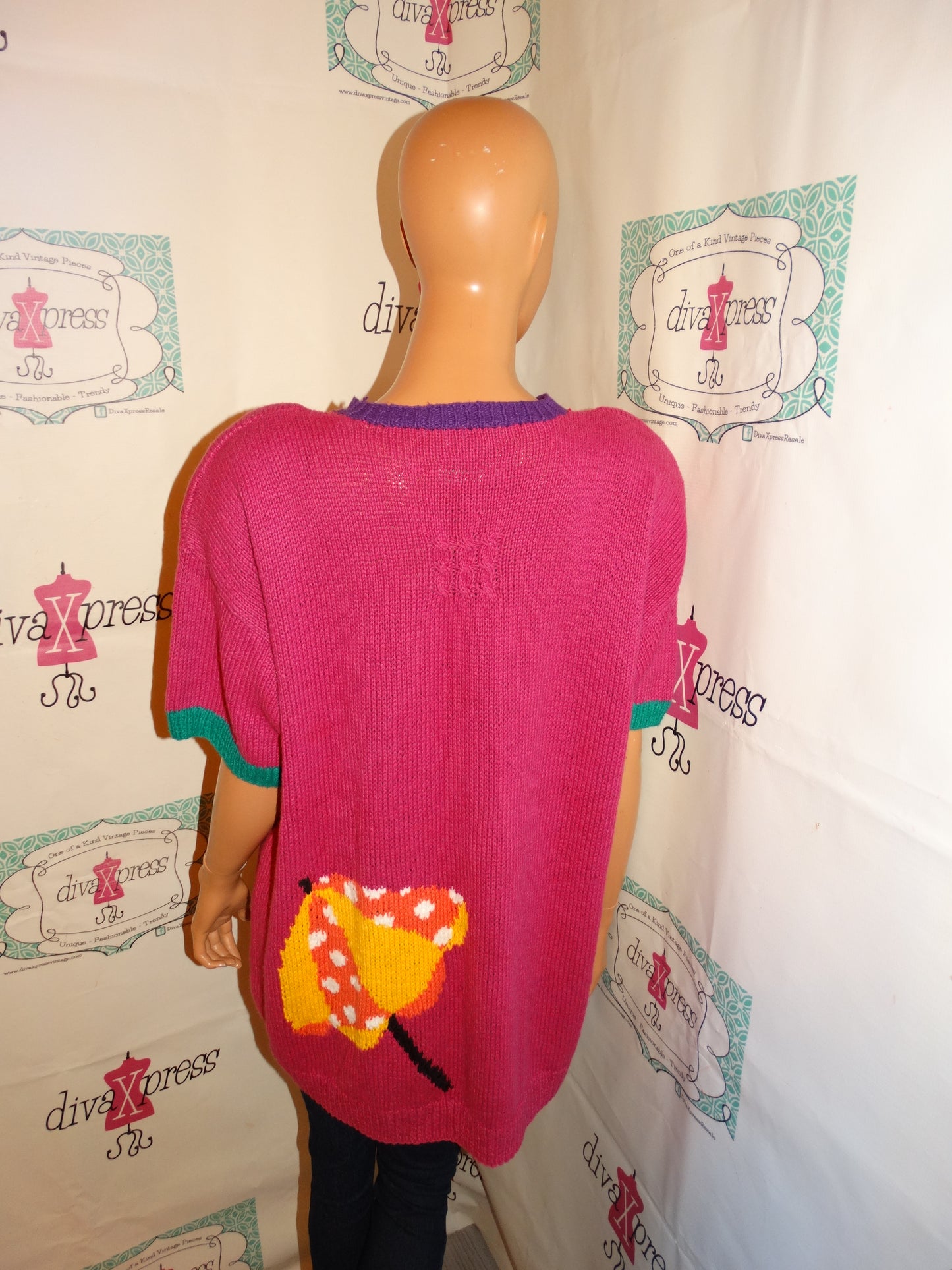 Vintage Marissa Christina Pink Colorful Sweater Size 1x