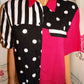 Vintage Madisons Pink/Black White Blouse Size M
