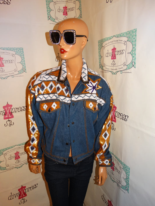 Vintage Modi Jean Sequins Beaded Jacket Size M