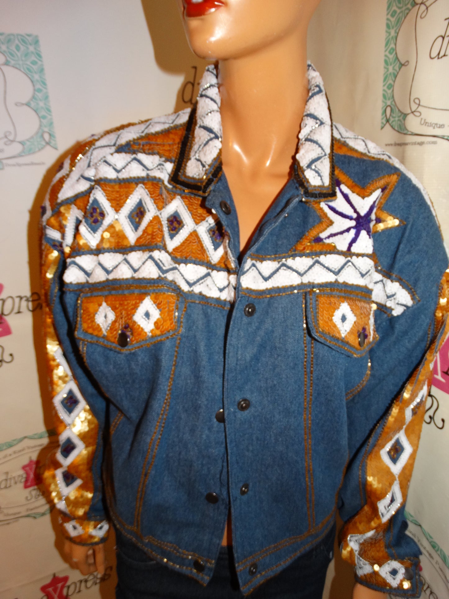 Vintage Modi Jean Sequins Beaded Jacket Size M