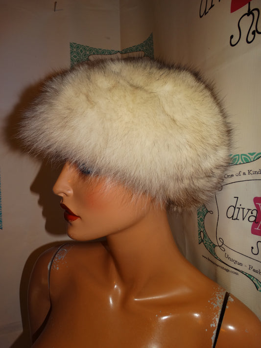 Vintage White Authentic Fox Hat