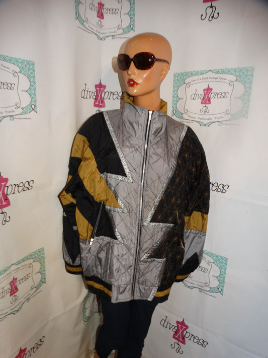 Vintage Venezia Silver Gold Bomber Jacket Size 3x
