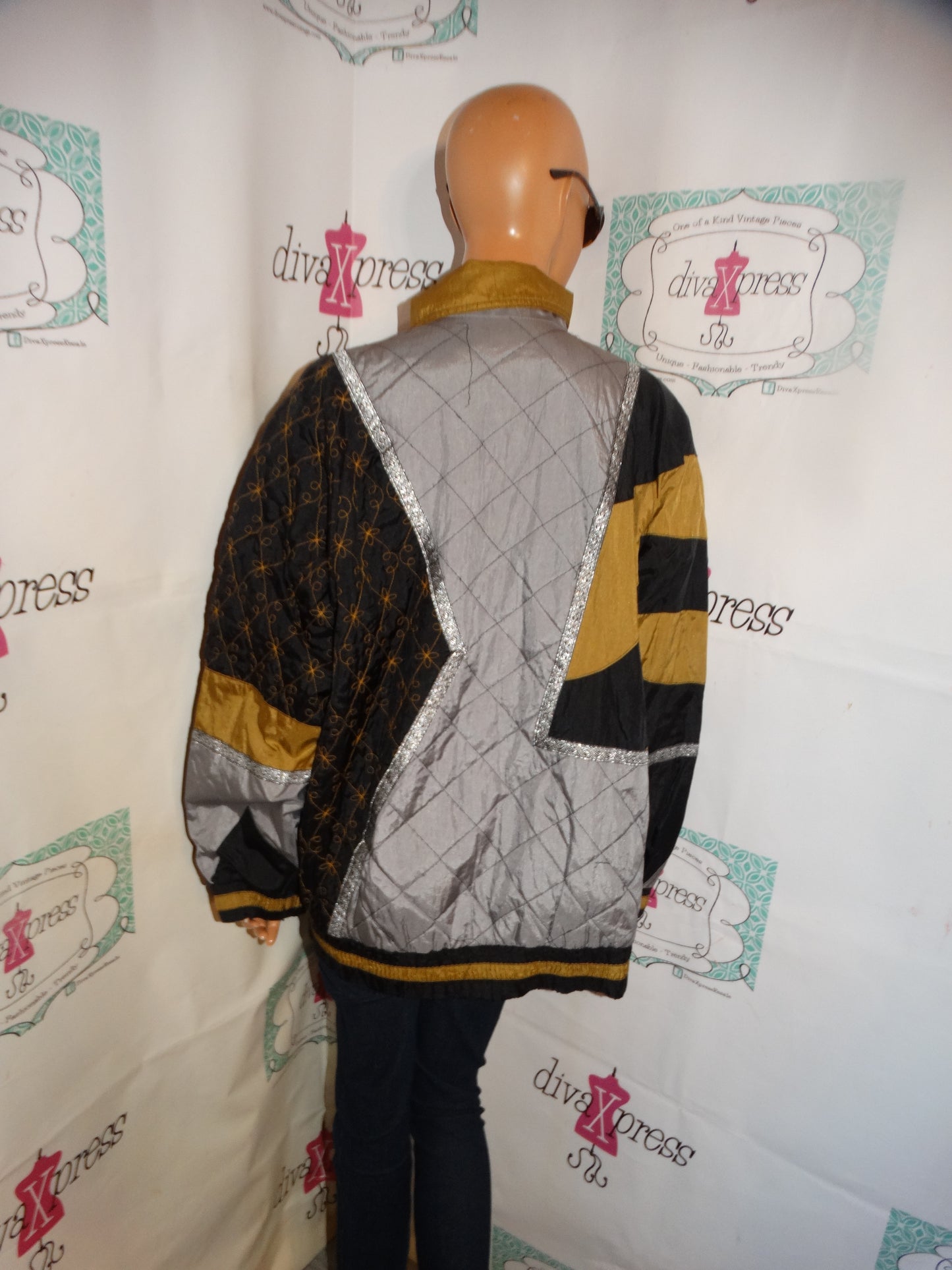 Vintage Venezia Silver Gold Bomber Jacket Size 3x