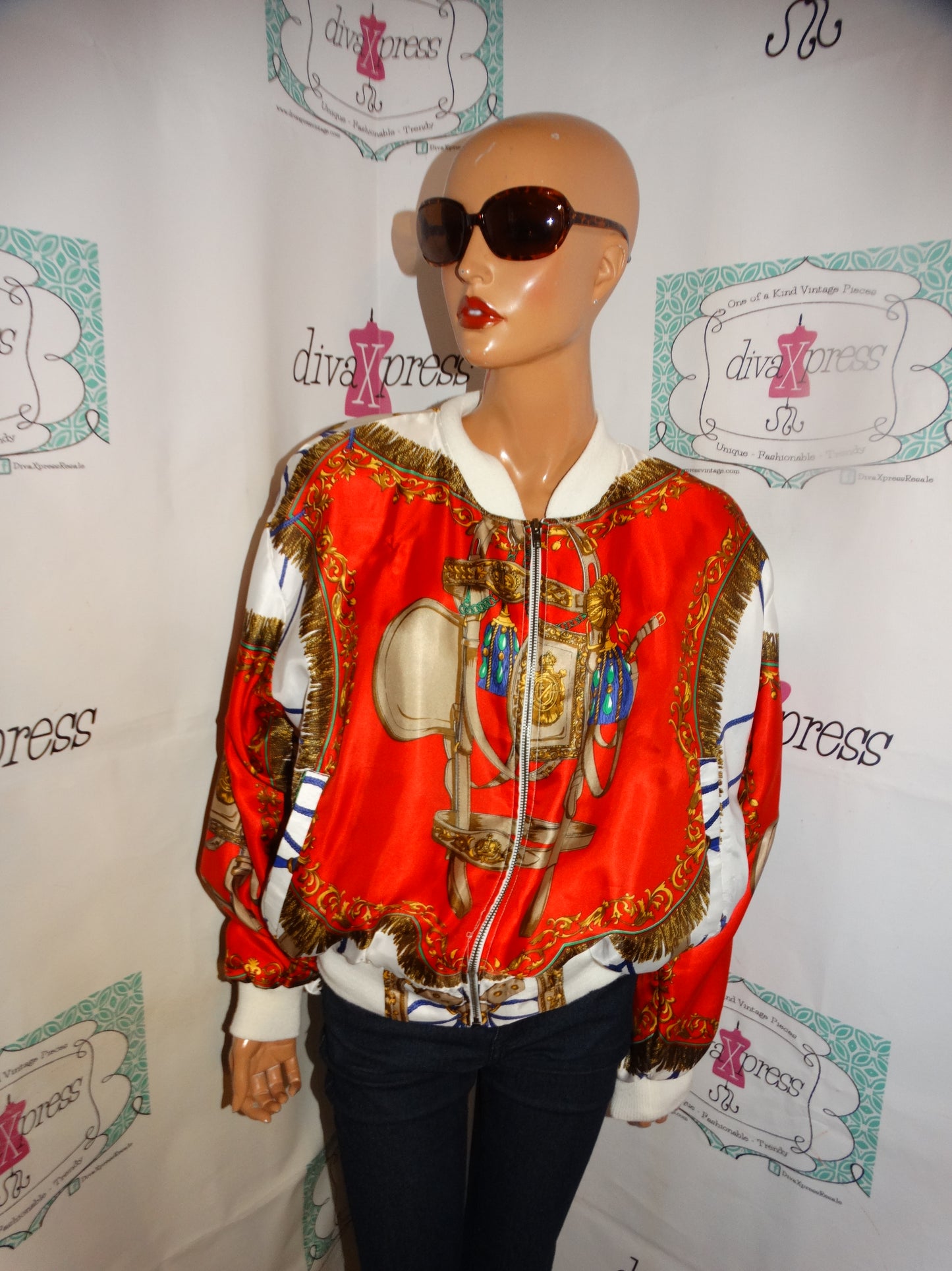 Vintage Nicole J White V style Jacket Size L