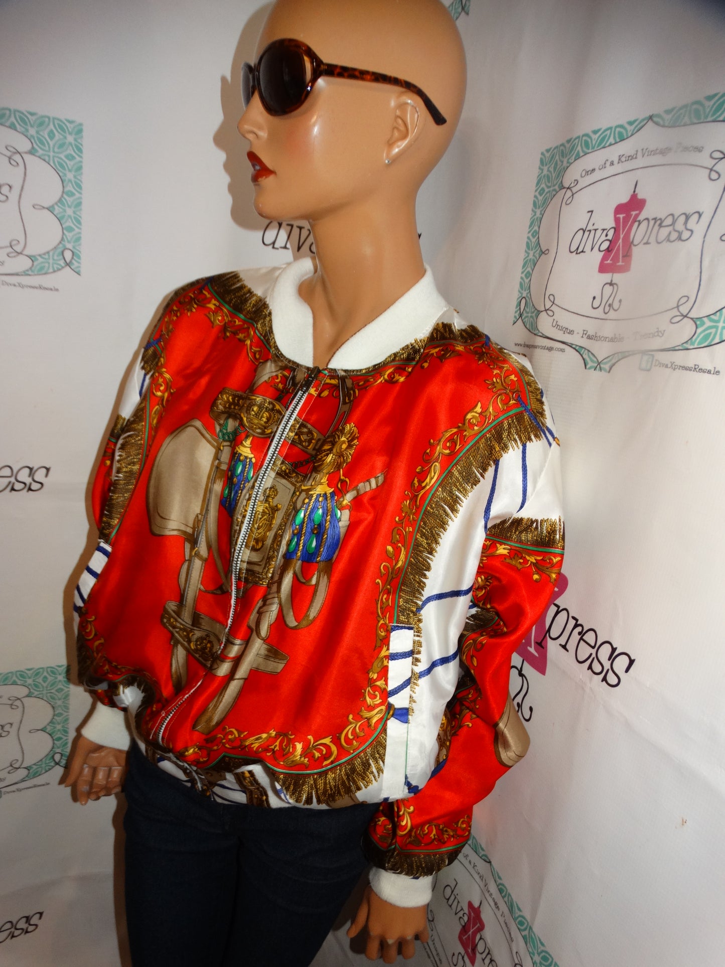 Vintage Nicole J White V style Jacket Size L