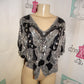 Vintage Stargroup Black Silver Sequins Butterfly Top Size M