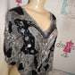 Vintage Stargroup Black Silver Sequins Butterfly Top Size M