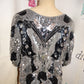 Vintage Stargroup Black Silver Sequins Butterfly Top Size M