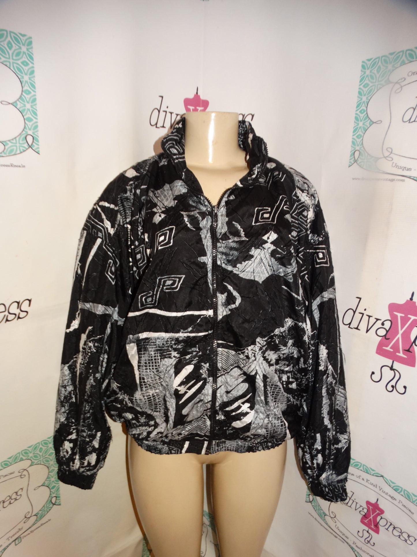 Vintage Outbrooke Black/White Bomber Jacket Size M