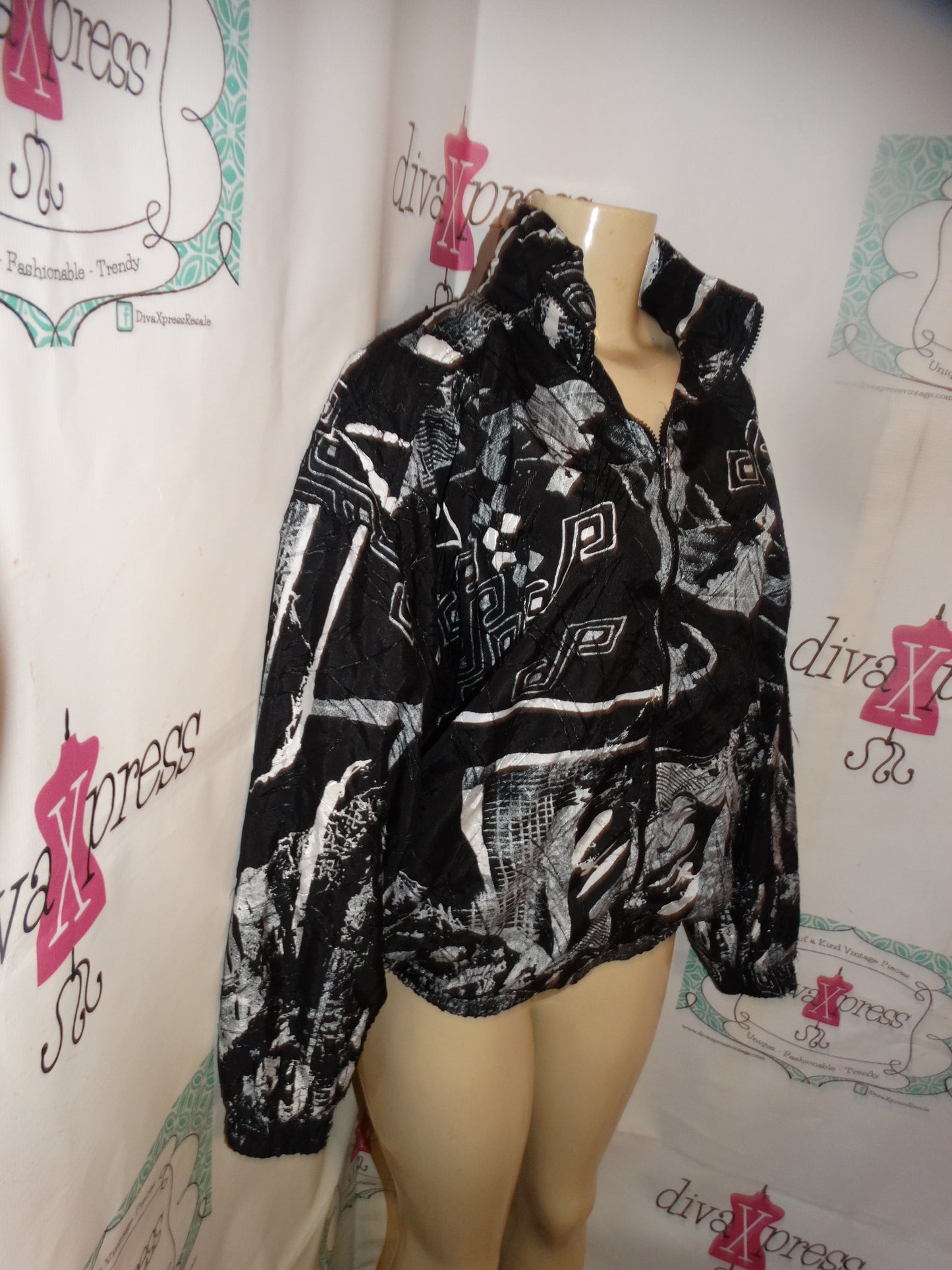 Vintage Outbrooke Black/White Bomber Jacket Size M