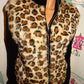 Vintage Lisa Internation Rabbit Fur Leopard Sweater Top Size L