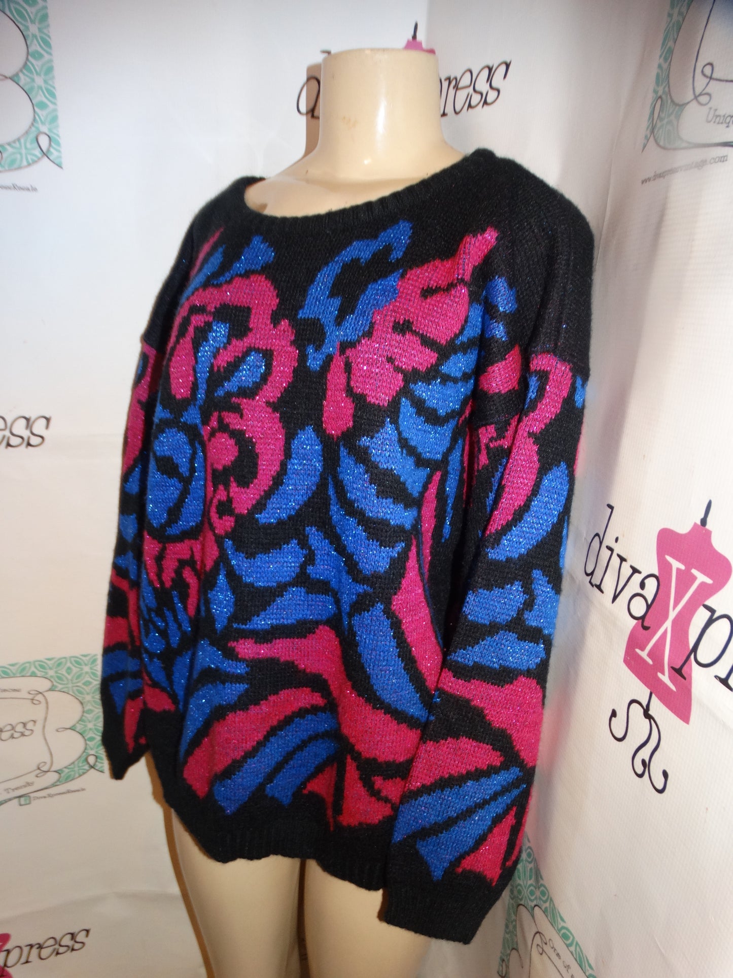Vintage Rejoice Black/Pink Sweater Size XL